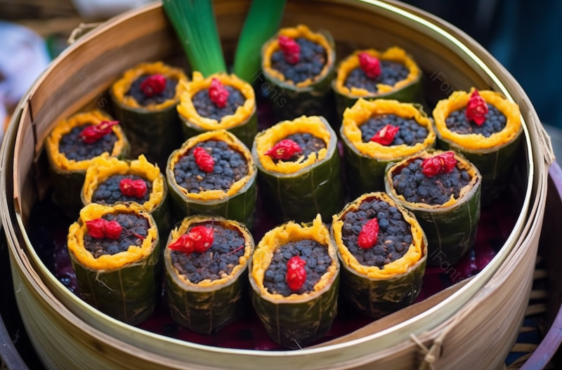 健康食物黑米糕和豆腐卷摄影实拍,高清,摄影图,摄影图片,图片大全,摄影图免费下载